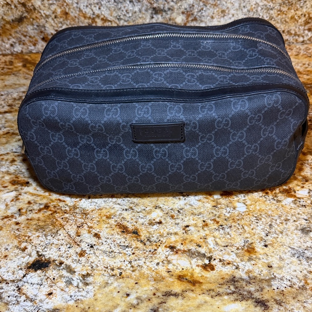 Gucci Black GG Monogram Canvas Toiletry Bag